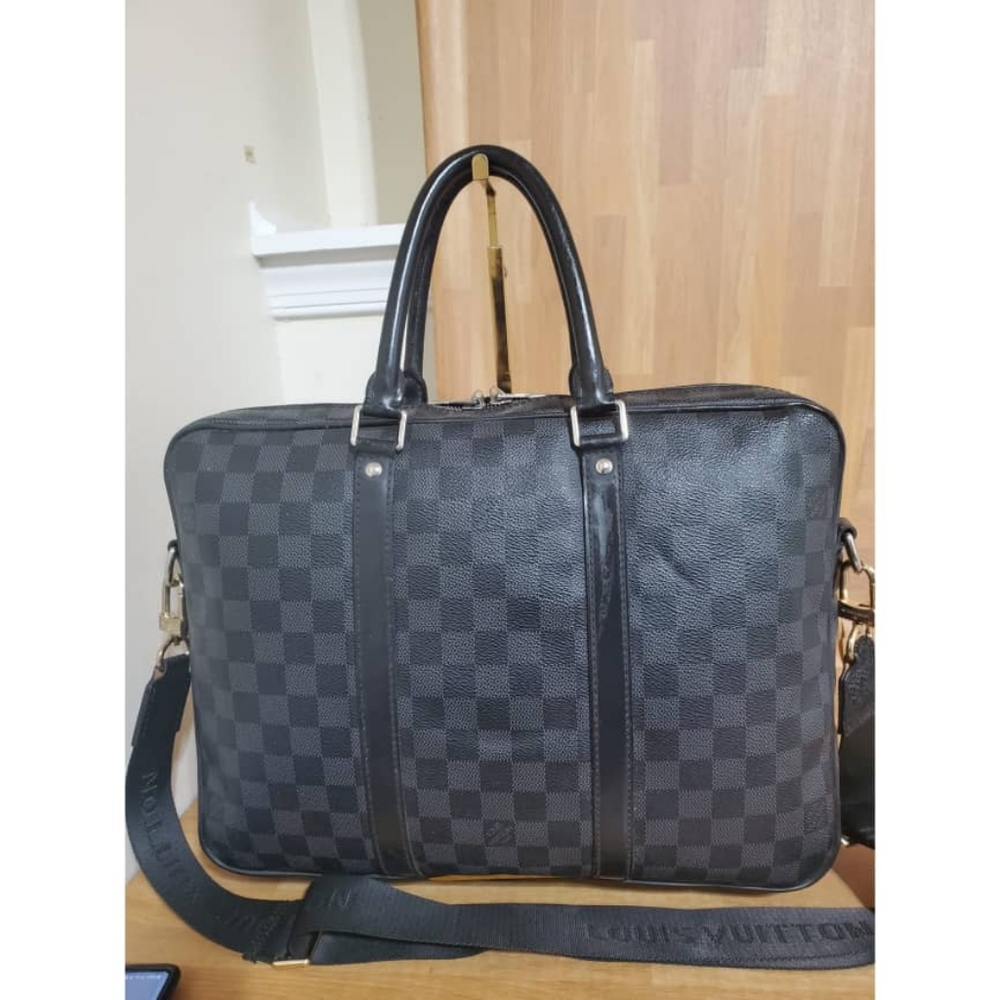 Authentic LOUIS Vuitton Porte-Documents Briefcase Damier Graphite Business Bag - Picture 11 of 12